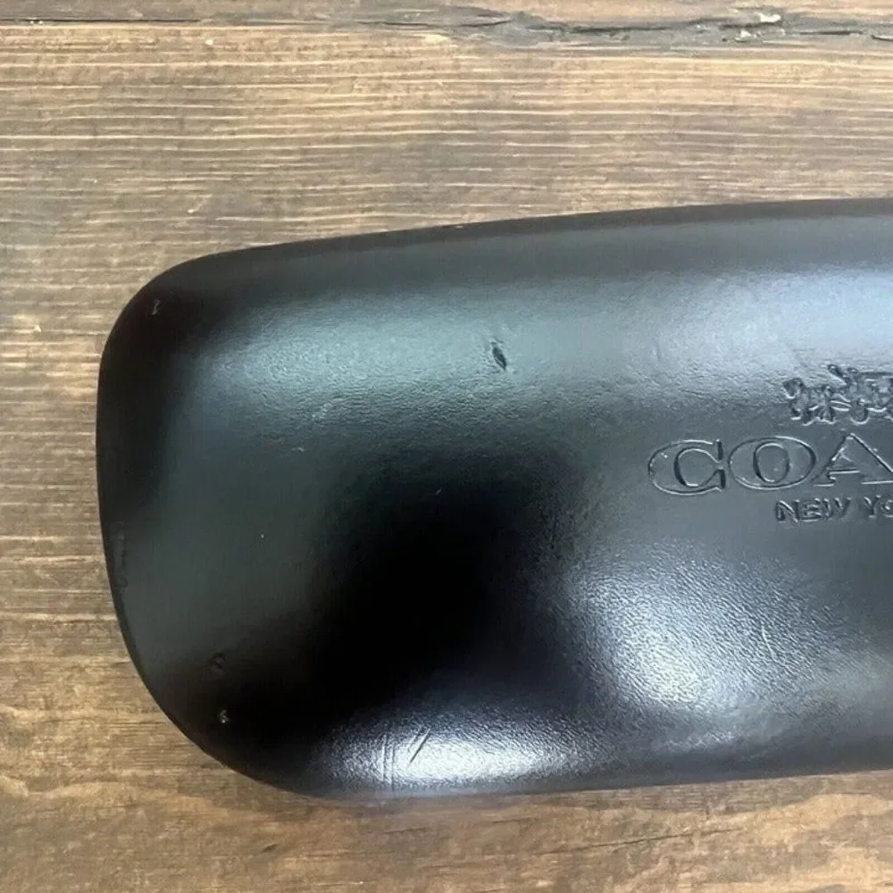 Coach New York Black Leather Hard Clamshell EyeGlass Case Holder Sunglasses